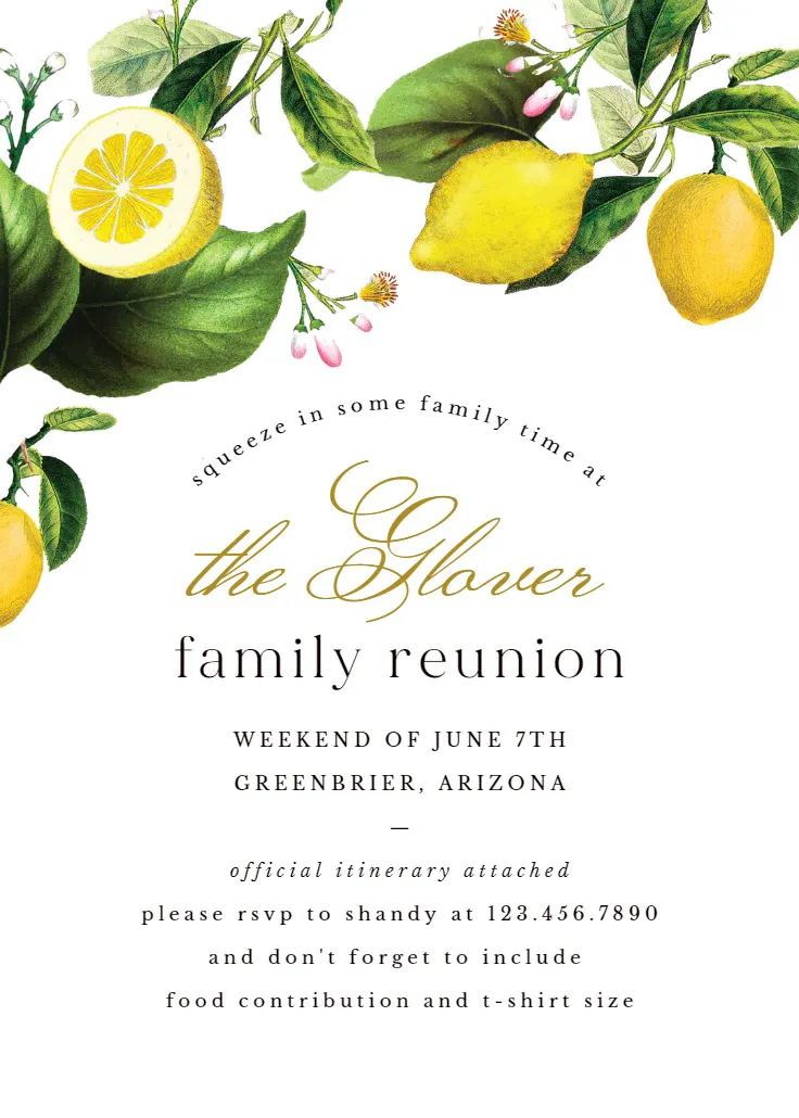 Sicilian lemon tree - aile buluşması davetiyesi